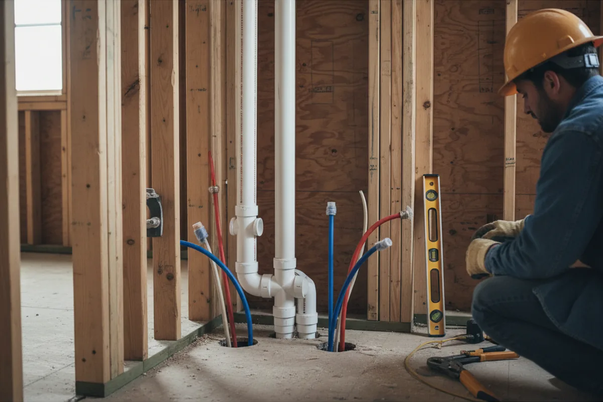 Drain and supply rough-in during Sump Pump Repair in Pikeville