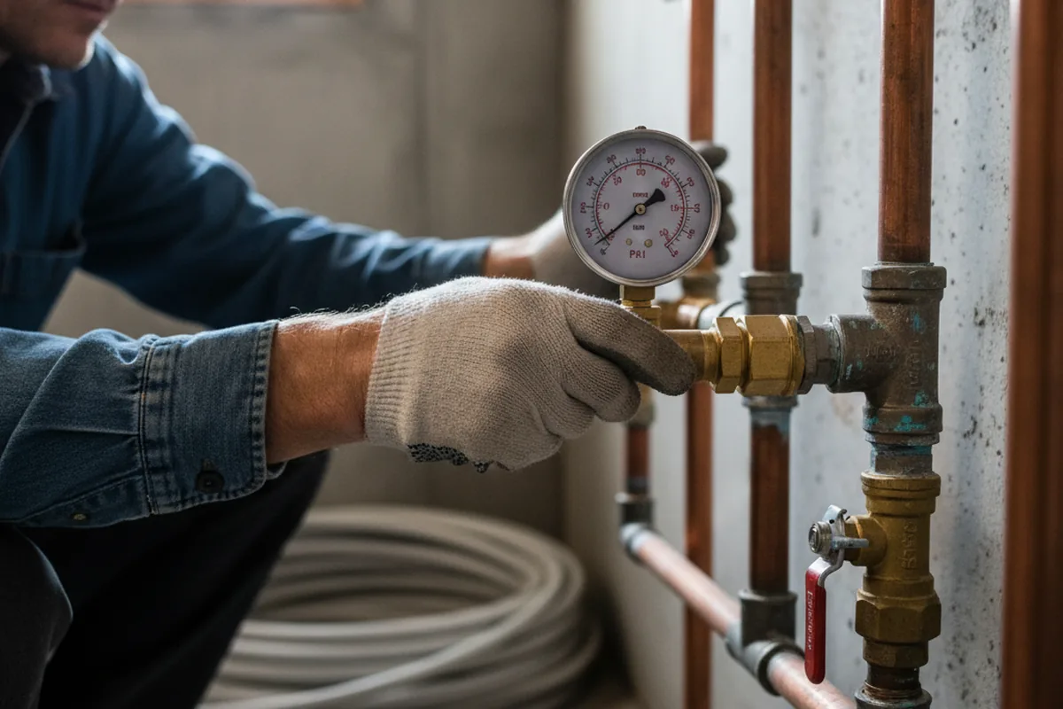 Pressure testing a repaired line during Water Line Repair in Pikeville